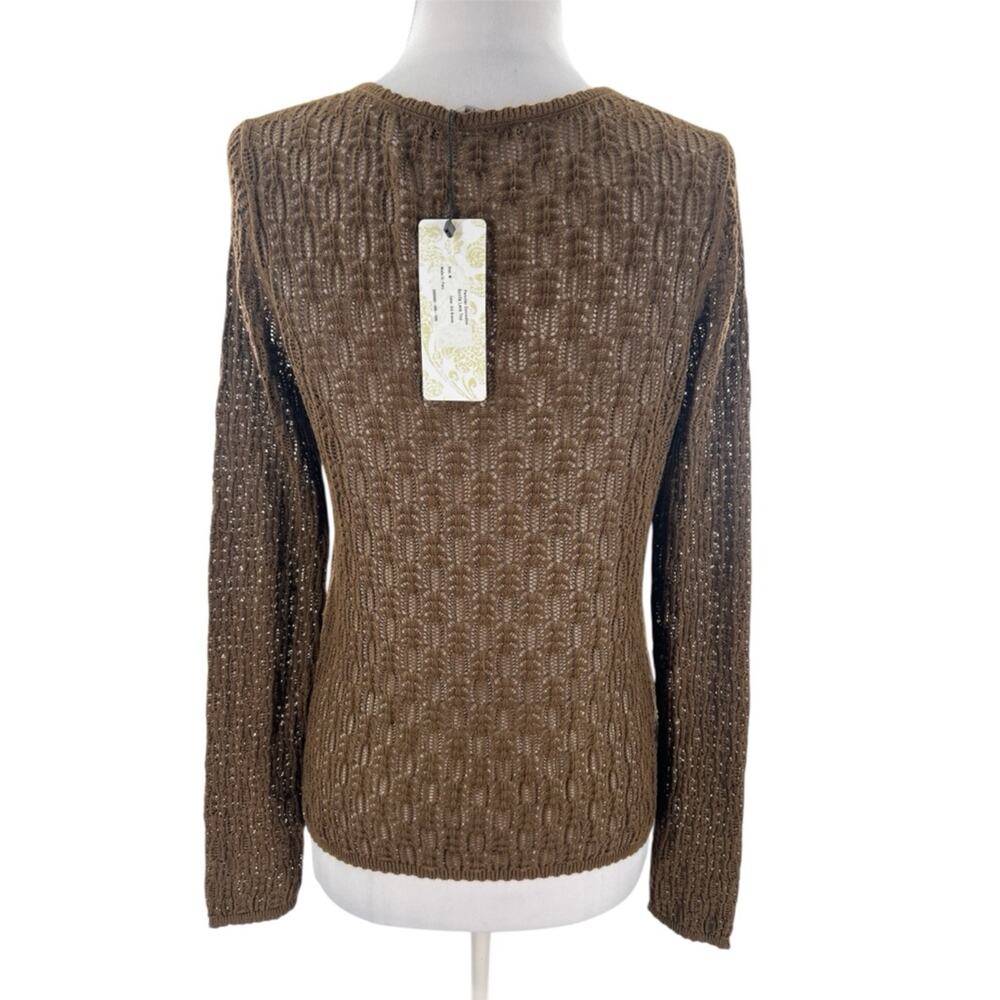 NWT Peruvian Connection Bonita Lace Top brown sz M - Picture 3 of 7